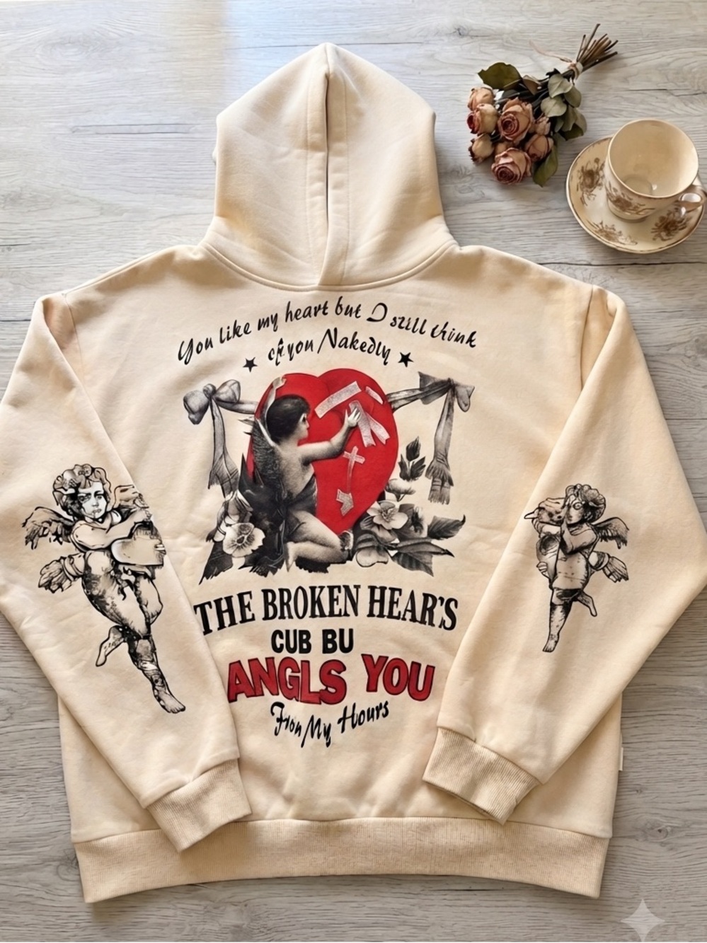 Vintage-Inspired Cupid Graphic Hoodie
